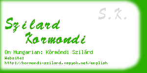 szilard kormondi business card