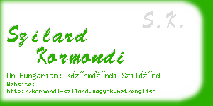 szilard kormondi business card